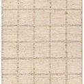 Kizza handknotted rug with cream and brown linear grid pattern and natural undyed wool texture