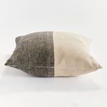 Jules Pillow lying flat and viewed edge-on showing thickness and side seam