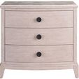 Coalesce Three Drawer Nightstand in light wood finish with curved drawer fronts and a durable stone top