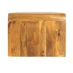 Back view displaying vertical mango wood panels with distinct knots and grains