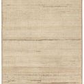 Handknotted taupe rug with linear Moroccan pattern featuring taupe, tan, and brown stripes and a thin border