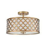 Product Image 2 for Arabesque 3 Light Semi Flush In Bronze Gold With White Fabric Shade from Elk Lighting