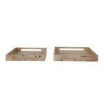 Product Image 1 for 2-Piece Burl Wood Veneer Tray Set with Handles, Natural Finish from Creative Co-Op
