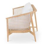 Side view highlighting open woven Lloyd Loom pattern and slanted backrest