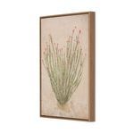 Side-angle view of Ocotillo painting showing thin wooden frame and depth in profile