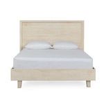 Reece Bed front view showing symmetrical headboard and frame with two pillows