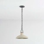 Pottersville Pendant showing underside of ceramic shade and exposed light bulb