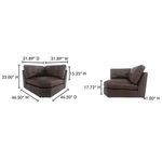 Chair dimensions with width, depth, height, and cushion height measurements displayed