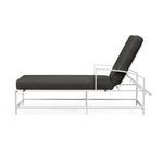 Side view of Bristol Chaise showing adjustable backrest angled upright, white frame with visible locking mechanism