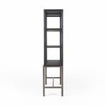 Narrow side view of Spencer Curio Cabinet showing three internal shelf compartments