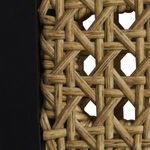 Close-up of intricate natural woven side panel with black frame detail