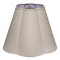 Tapered linen lamp shade with soft scalloped edges in neutral beige color