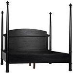 Douglas Black Bed with four tall posts, solid mahogany construction, hand-rubbed black finish, and ornate finials on each ...