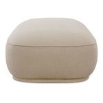 Marion Ottoman end view highlighting curved corners and detailed piping