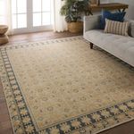 Product Image 11 for Designer Edit Merriman Hand-Knotted Trellis Tan / Blue Rug 6' x 9' from Jaipur 