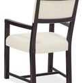 Driftwood chair back and side view showing fabric back panel framed by dark wood