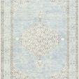 Lila Denim/Seafoam machine woven vintage style rug with a central medallion and muted blue and seafoam tones