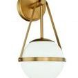 Polson sconce front view shows solid white glass globe instead of etched
