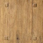 Close-up of wood texture and four square wood plugs on Zeno End Table top panel