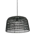 Sable black woven paper rope pendant light with chandelier-style open lattice design hanging from cord