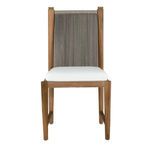 Front view of Pacifica chair highlighting vertical rope back with white seat cushion