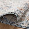 Close-up of rug corner folded to show texture and backing weave