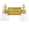 Lakewood bath light showing clear glass shades with bulbs off against white background