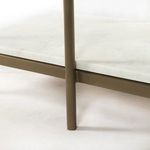 Close-up of marble shelf showing smooth polished surface and subtle veining