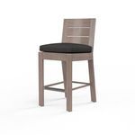 Laguna Counter Stool with a hand-brushed aluminum frame mimicking driftwood and a black cushioned seat