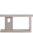 Herrero Console table with clean modern lines, cantilevered top, light wood finish, and rectangular cutout in center panel