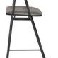 Side view showing the thin matte black frame and curved backrest with dark gray seat cushion