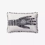 Product Image 3 for White / Black Hand Blocked And Embroidered Henna Painting Lumbar Pillow from Loloi