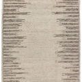 9x13 hand-knotted Patra Scandinavian rug in cream and taupe with linear pattern and braided fringe edges