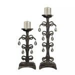 Product Image 1 for Teak Crystal Drop Candle Holders from Elk Home