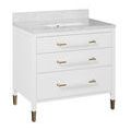 36-inch Verona vanity side view showing white finish and marble top