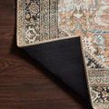 Large kitchen with Wynter Auburn Multi Rug under dining table and black chairs, soft natural light