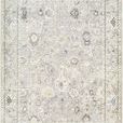 Davina Denim/Gray Machien Woven Rug with muted traditional floral and geometric motifs in soft denim and gray tones