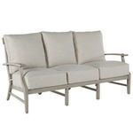 Croquet Aluminum Sofa with three seat and back cushions in light beige fabric and light aluminum frame