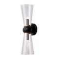 Byford Bath Wall Sconce angled right showing hammered texture on tapered glass and matte black finish