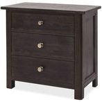 Nightstand shown from a slightly higher angle highlighting drawer front texture and wood grain