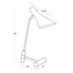 Line drawing with Spyder Task Lamp dimensions including 24 inch height