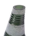 Close-up of the vase’s open top and textured neck showing frosted and rippled green glass details