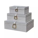 Product Image 1 for Nested White Leather And Brass Boxes from Elk Home