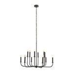 Chandelier hung high with full chain length visible against white background