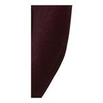 Close-up of wine velvet fabric on the front edge of the counter stool's seat cushion