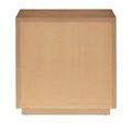 Back panel smooth light oak finish of Margot Chest with recessed plinth base