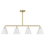 Same chandelier with glass shades in a clearer white strie pattern without illumination
