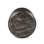 Bottom view showing circular base and bronze finish texture of the outdoor end table