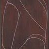 Abstract painting with deep maroon background and delicate white curved lines in minimalistic modern design