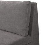 Close-up detail of high back cushions with visible stitching on flax and linen banquette fabric